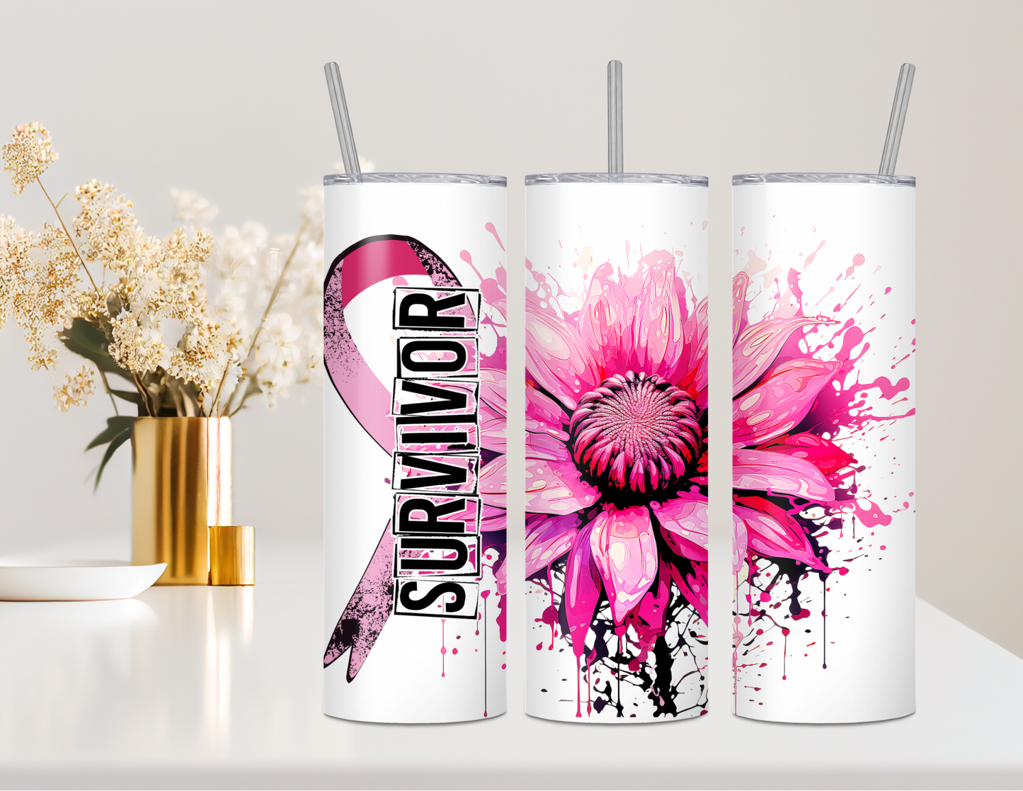 Breast Cancer Survivor - 20oz Double Walled Steel Tumbler