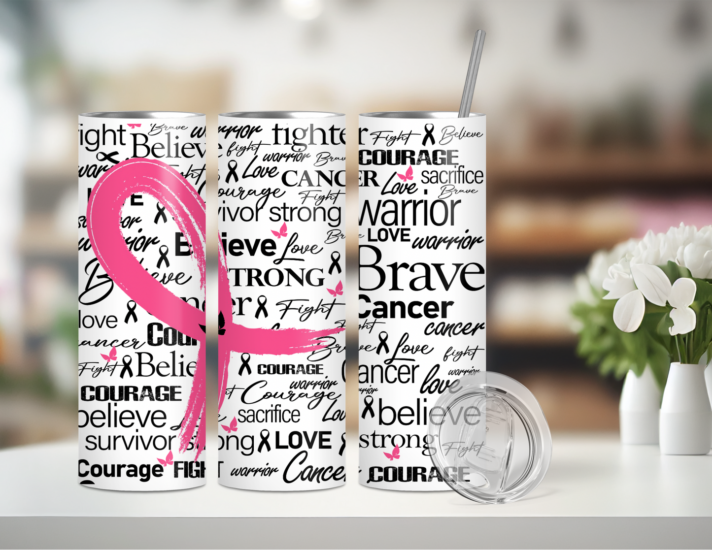 Breast Cancer Affirmations - 20oz Double Walled Steel Tumbler
