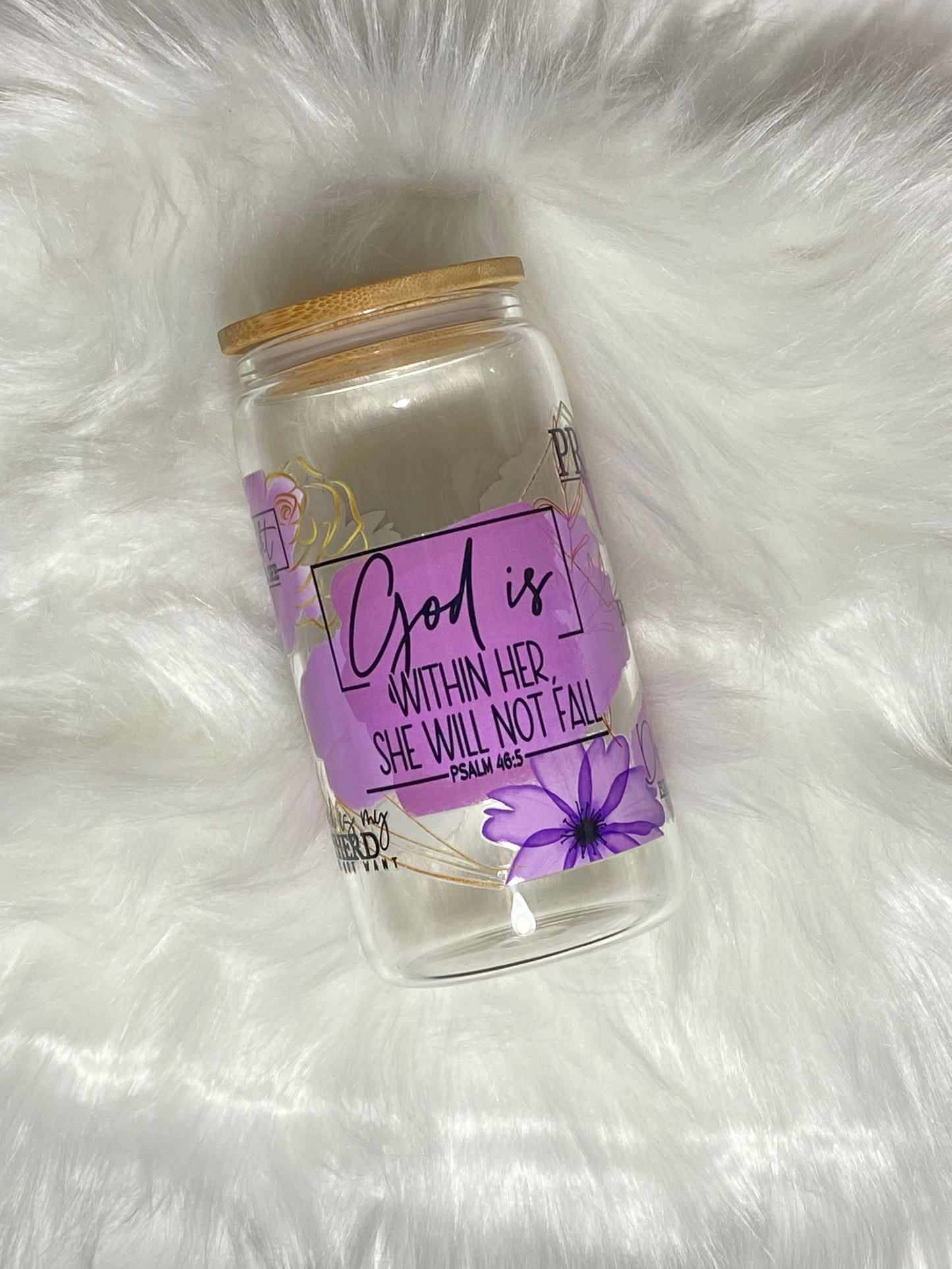God is within her - 16oz Glass Libby Cup