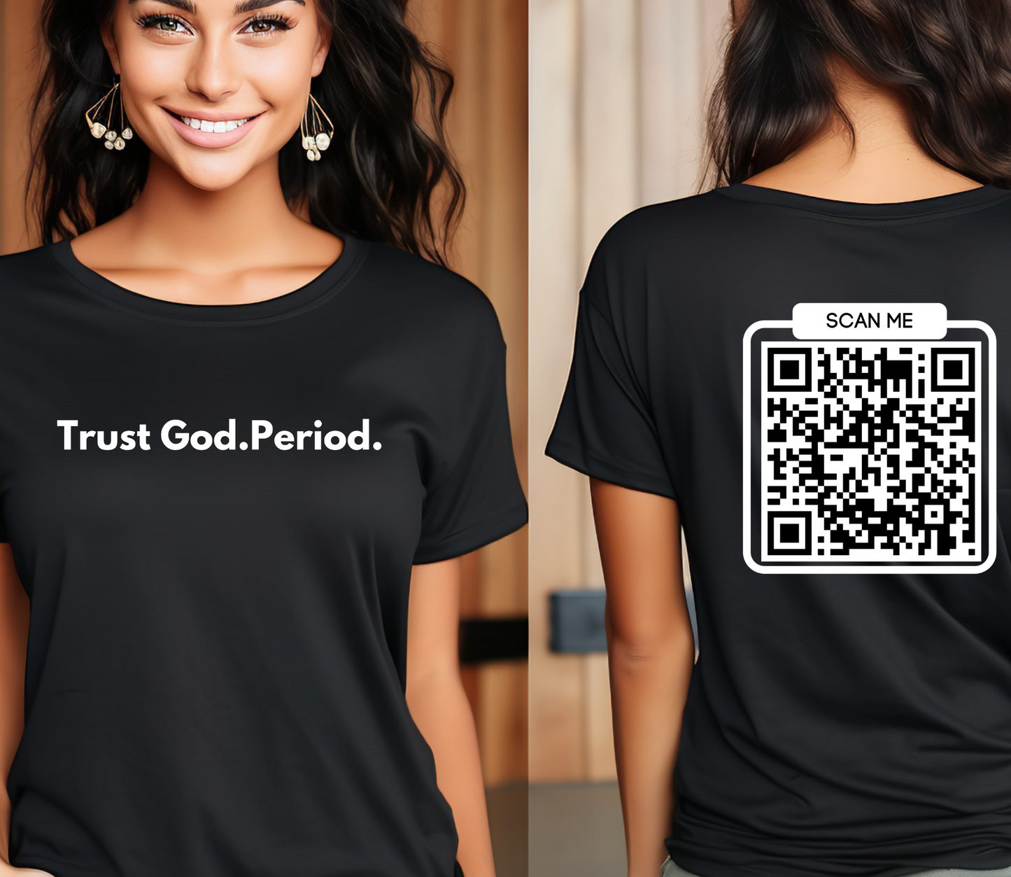 Faith-Based QR Code T-Shirt "Trust God. Period."