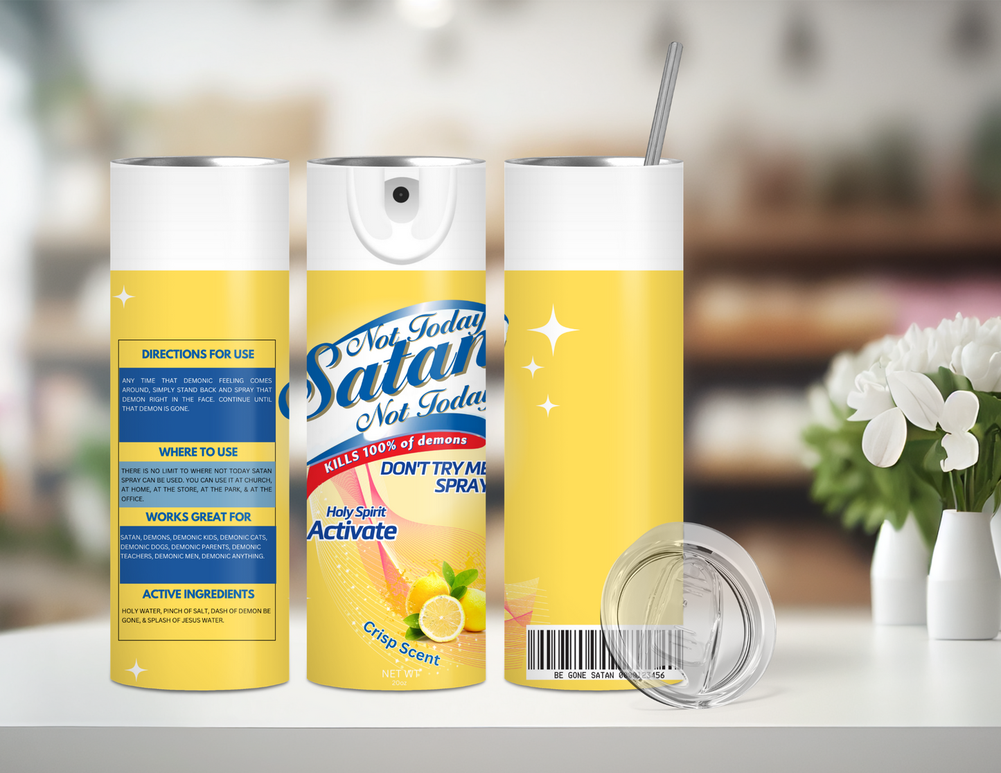 "Not Today Satan" Faith-Based 20oz Stainless Steel Tumbler