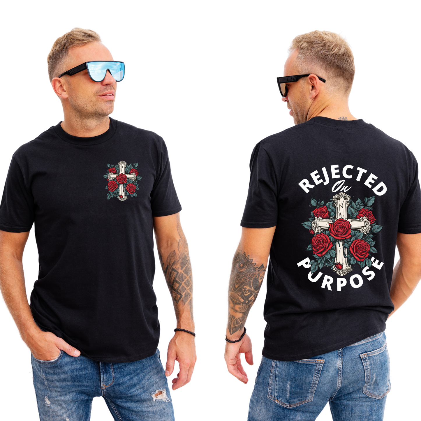 "Rejected On Purpose" Faith-Inspired Short Sleeve Unisex Front/Back Design T-Shirt