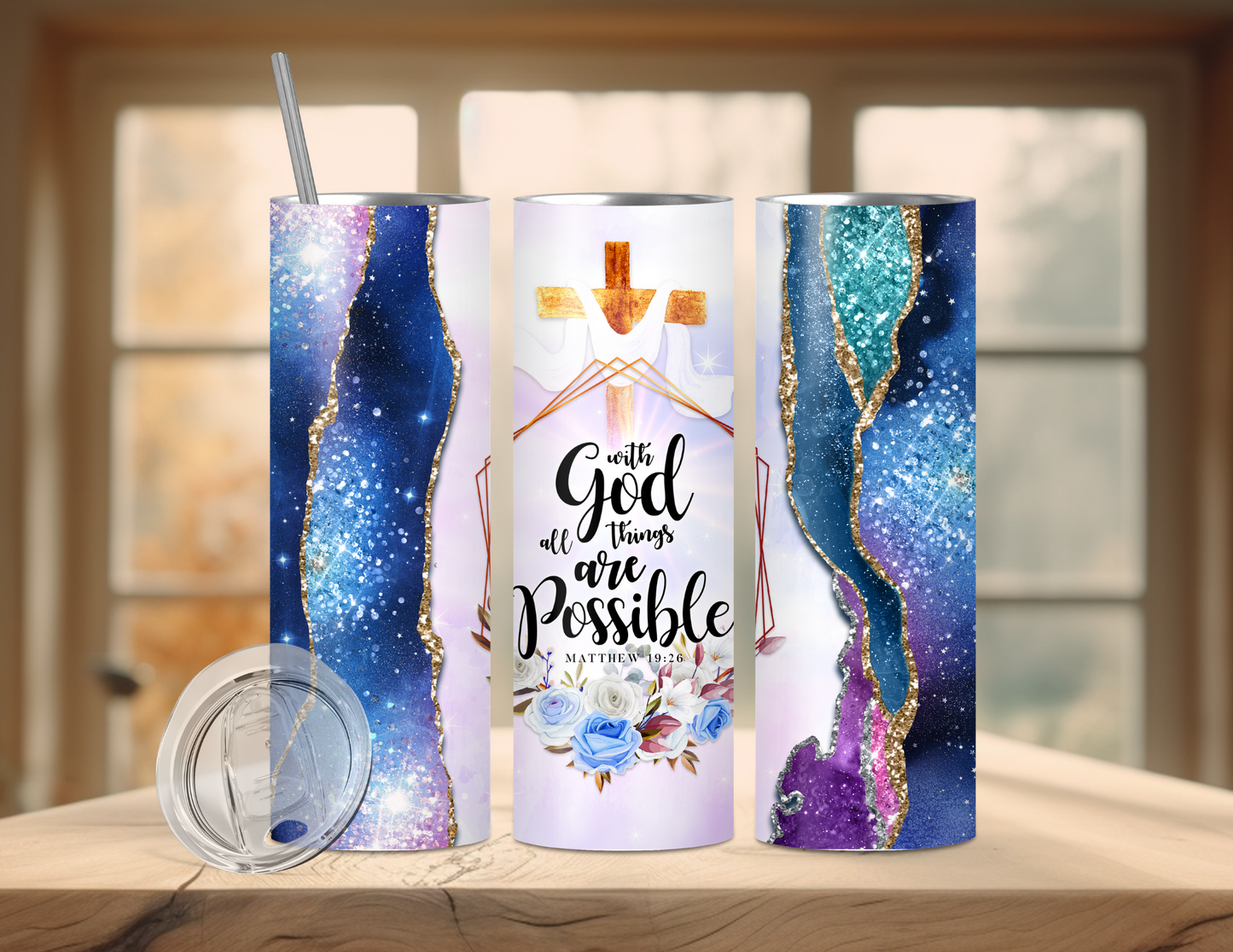 With God, All Things Are Possible - 20oz Double Walled Steel Tumbler