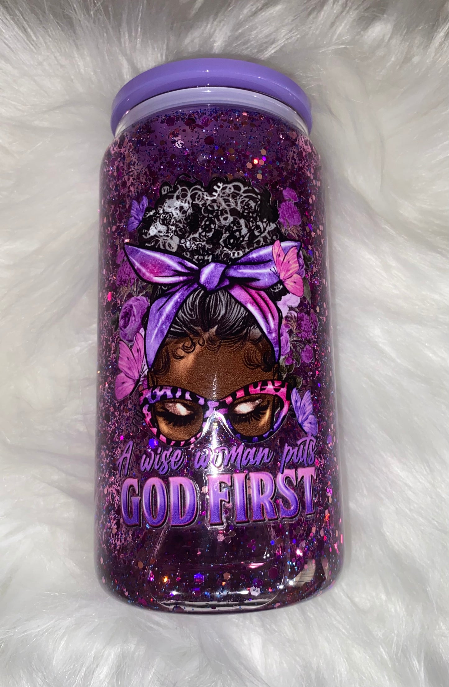 "A wise woman" Faith-Based 12oz Glass Snow Globe Cup