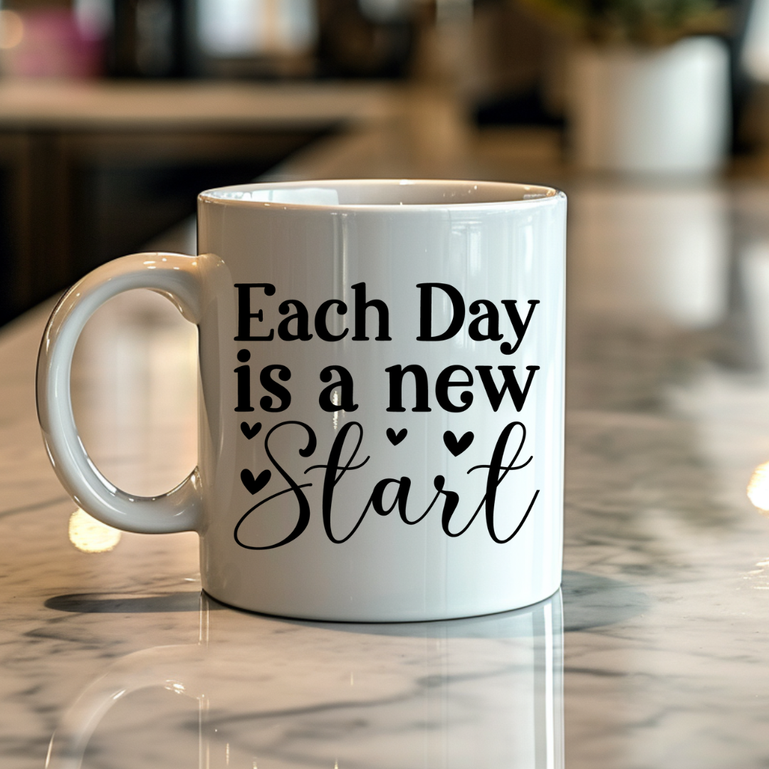 "Each Day is a New Start" - Inspirational Coffee Mug