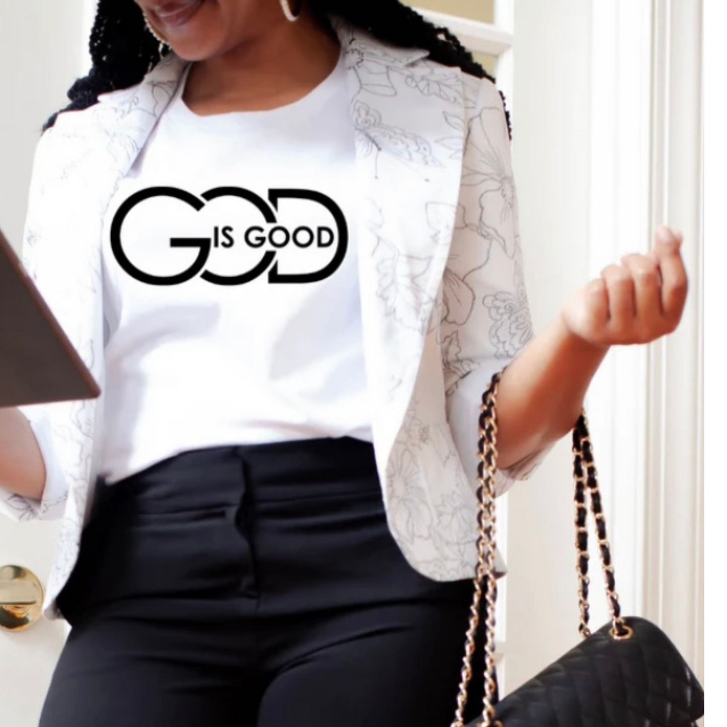 God Is Good T-shirt - Black font